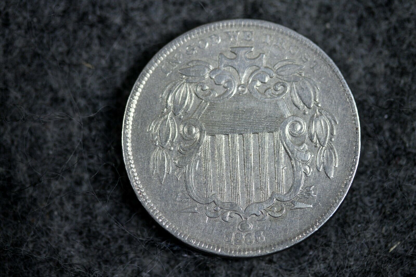 Estate Find 1866 - W/cents Shield Nickel!!  #j11452